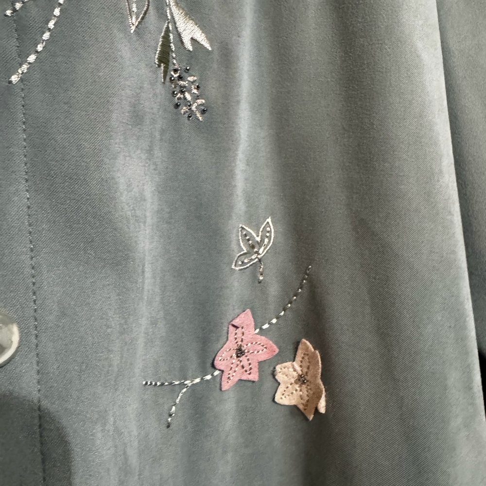 Embroidered Floral Women's Jacket - Green - Picture 3 of 7